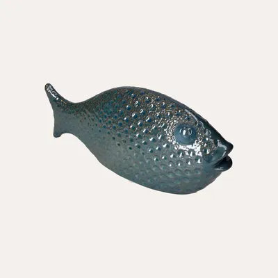 Image de KEYHOMESTORE | Poisson décoratif bleu cobalt en céramique