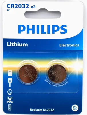 Zdjęcie produktu dla Bateria guzikowa Philips 1x2 Lithium CR2032 - Bateria - CR2032