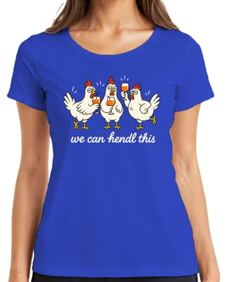 Immagine prodotto di Maglietta da donna blu, taglia M, con scritta "Hennen Party Lustig JGA Statement Sarkasmus" (festa delle galline, divertente, scritta per addio al nubilato, sarcasmo)