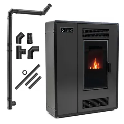 Obrázek produktu pro THUNDER® | ARIA BLACK | Peletová kamna | 12 kW | Sada připojovacích trubek Ø 80 mm | černá
