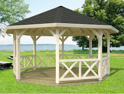 Produktbild von Pavillon Palmako Bessie mit Geländer 465 x 465 cm natur