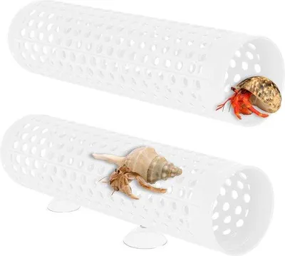 Produktbild von Famanu Kletterspielzeug für Krabben - 2 Stück - 28 cm - Klettertunnel mit Saugnapf - Terrarium Dekoration