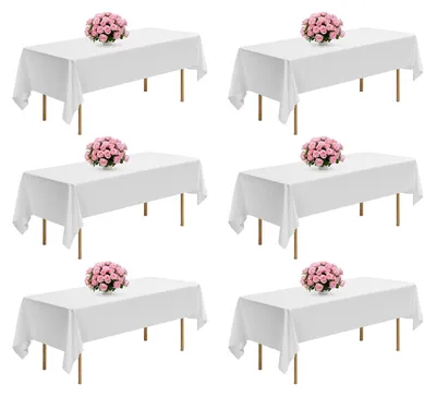 Rechteckige Tischdecken 6er-Set 152x259 cm weiß Polyester