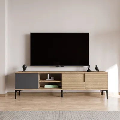 Immagine prodotto di Skye Decor, Tarz - Antracite, Rovere, Mobile TV, Antracite, 100% PANNELLI DI PARTICELLE RIVESTITI IN MELAMMINA, 33 x 180 x 49 cm