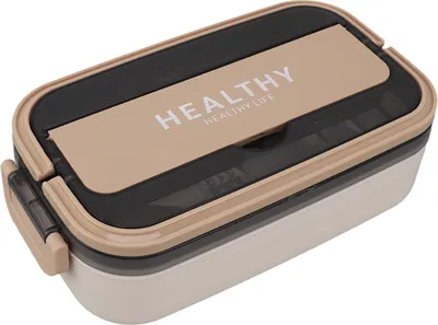 Productafbeelding van Lunchbox van roestvrij staal 316, 700 ml inhoud, lekvrij, geschikt voor de magnetron. Bento-container voor school, kantoor, in de kleur crème