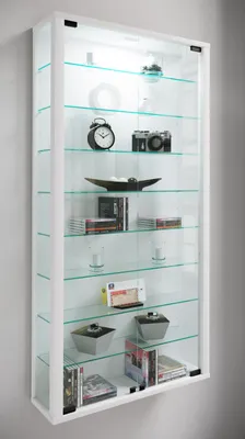 Produktbild von VCM Glasvitrine hängend | Vitrine Glas mit ESG-Sicherheitsglas | Maße: H. 114 x B. 59 x T. 18 cm | Hängevitrine Glas | Modern und platzsparend | Glas Vitrinenschrank - Vitrosa Maxi
