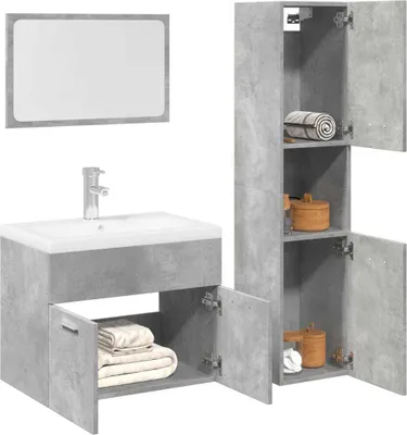 Obrázok produktu pre Maison Exclusive - 3-dielna sada kúpeľňového nábytku betónová kompozitné drevo