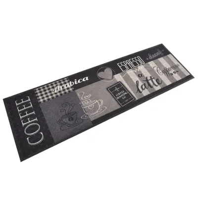 Produktbild von The Living Store Küchenteppich Waschbar Coffee Schwarz 60x180 cm Samt