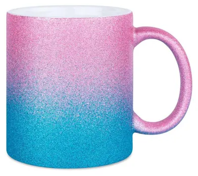 Produktbild von Plottermarie Sublimationsrohlinge Sublimations-Tassen für personalisierte Geschenkideen – Sublimationsrohlinge, Fotogeschenke, Personalisierung & DIY Glitzertasse mit Verlauf Blue-Pink 2er Set