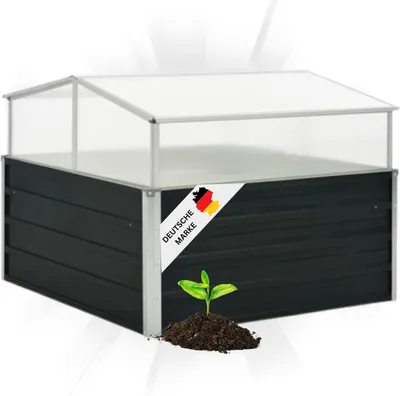 Produktbild von DELUKE® Garten Gewächshaus klein LINA anthrazit | Stahl | HxBxT 77x100x100cm | Treibhaus Tomatenhaus Frühbeet Pflanzenhaus Hochbeet