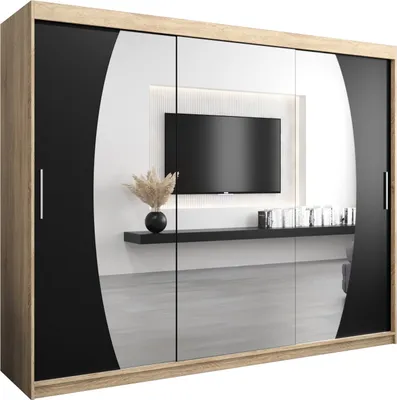 Produktbild von Kleiderschrank, Schiebetürenschrank Schlafzimmer, Schrank mit Spiegel ELYPSE 250 cm