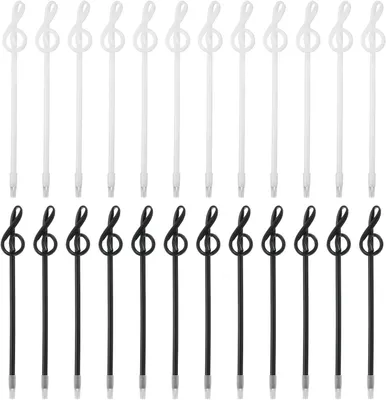 Productafbeelding van Rollerball pennen 1,0 mm - Set van 24 - Muzieknoot balpennen zwart vloeibare gel inkt muziek - Zwart/wit