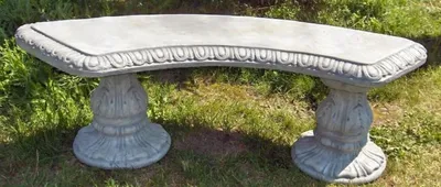 Produktbild von Casa Padrino Jugendstil Gartenbank / Parkbank Grau 138 x 45 x H. 48 cm - Gebogene Sitzbank mit wunderschönen Verzierungen - Gartenmöbel