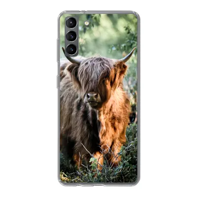 Produktbild von MuchoWow® Handyhülle Schutzhülle Hülle für Samsung Galaxy S21 Plus Schottische Highlander - Wald - Tiere Silikon Softcase Handy Hülle - Handy-Tasche