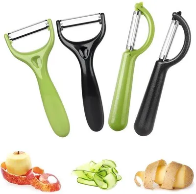 Productafbeelding van Ibenzoa® 4-delige schilset van roestvrij staal – Multifunctionele groenteschillers voor fruit en groenten (universeel, groente, Y-aardappel, asperges)