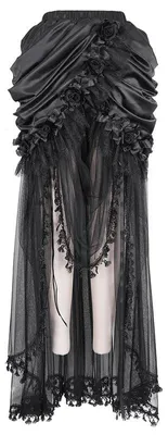 Produktbild von Devil Fashion Langer Rock Damen EVA LADY Gothic style matte fabric folded soft dense mesh half length skirt schwarz 3XL-4XL