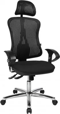 Produktbild von Topstar Profi Bürostuhl HJH SOLUTION DELUXE HEAD AL.U2 Ergonomischer Schreibtischstuhl mit Armlehnen (höhenverstellbar) Stoff / Netzstoff Schwarz Drehstuhl für Büro, Zuhause