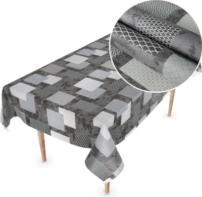 Produktbild von Tischdecke Wachstuch Premium Ornamente Grau Robust Wasserabweisend Breite 140 cm Länge 300 cm