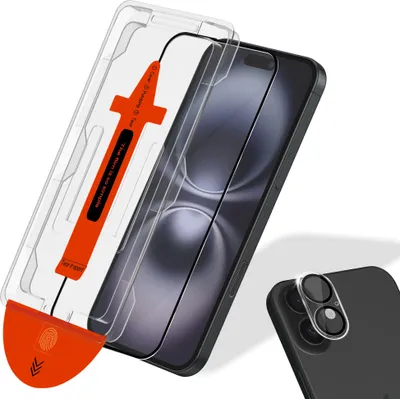 Produktbild von 1-Pack iPhone 16 Plus Displayschutz & 1-Pack Linsenschutz - Gehärtetes Glas | [Automatische Installation] - Blasenfrei