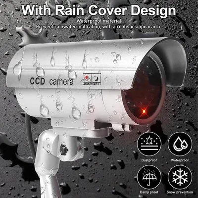 Image de 2 caméras factices à LED clignotantes, pour surveillance intérieure et extérieure