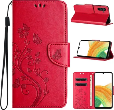 Produktbild von König Design Hülle kompatibel mit Kunstleder Handyhülle - Handy Case Rot