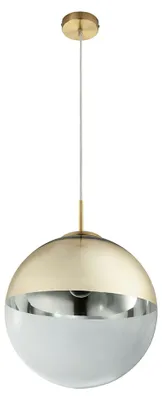 Zdjęcie produktu dla Lampa wisząca RGB LED, szklana kula, złota 33 cm