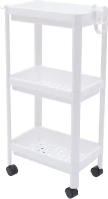Produktbild von Badregal mit 3 Körben Rollregal Standregal Küchenregal Lagerregal Freistehend (weiß)