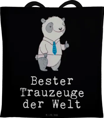 Produktbild von Mr. & Mrs. Panda Tote Bag Panda Bester Trauzeuge der Welt - Schwarz - Geschenk, Trauung, Hochzeit, Beutel, Geschenkidee, Kirche, Standesamt, Dankeschön, Schultasche