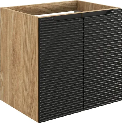 Produktbild von Waschtischunterschrank 60cm in Eiche mit schwarz OLUO-56-BLACK