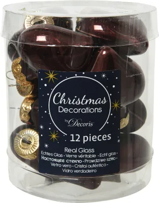 Produktbild von Christbaumschmuck Herzen 4cm Glas 12 Stück - Rotholz