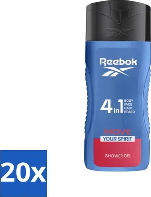 Image de Reebok - Move Your Spirit - Gel douche - 4 en 1 - 400 ml - Pack avantage - 20 pièces