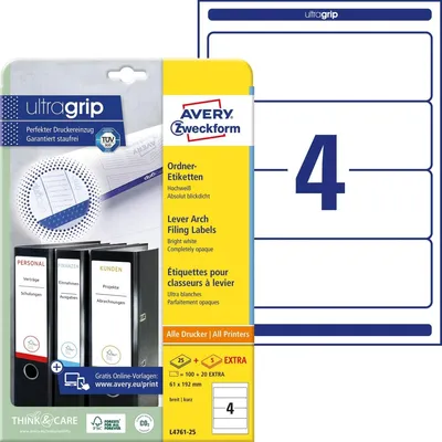 Produktbild von Ordnerrückenschilder 192x61mm selbstklebend weiß VE=30x120 Stück