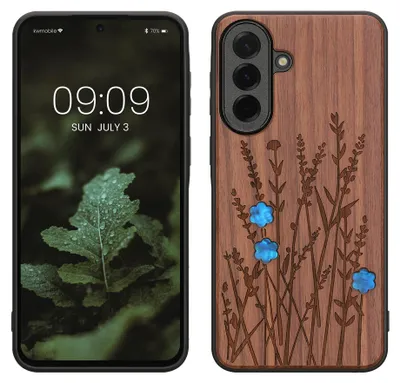 Produktbild von kwmobile Handyhülle für Samsung Galaxy A57 5G Hülle Holz - Case mit TPU Bumper - Stoßfestes Hardcase - Schutzhülle Cover in Dunkelbraun