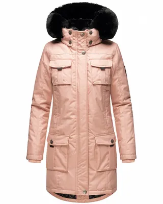 Produktbild von Navahoo Damen Winter Jacke Parka Mantel Winterjacke warm Kunstfell Kapuze TINIIS Rosa Gr. 34 - XS