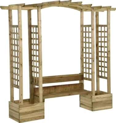 Produktbild von Garten-Pergola mit Bank & Pflanzkübeln Kiefernholz Imprägniert