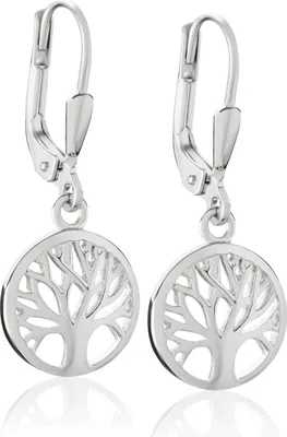 Produktbild von Paar 10mm Baum des Lebens Ohrhänger 925 Sterling Silber Damen Brisur Ohrringe