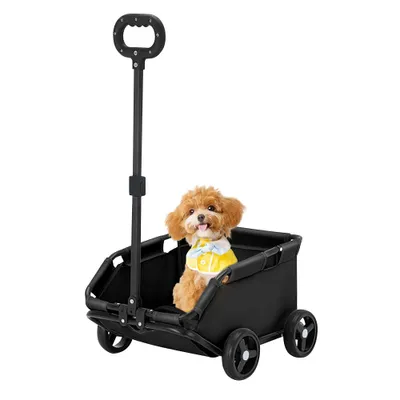 Produktbild von Hundewagen klappbarer Haustierwagen für kleine Hunde und Katzen Tragbar Schwarz