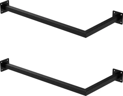 Produktbild von ML-Design 2er Set Kleiderstange Übereck für die Wand, 30x60 cm, Schwarz, aus Stahl, Garderobenstange L-Form, inkl. Montagematerial