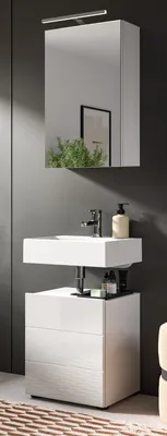 Immagine prodotto di Set di mobili da bagno "Larik" in bianco lucido, 2 pezzi, larghezza 40 cm