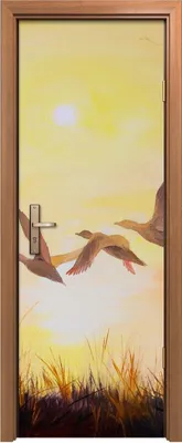 Produktbild von Türposter 70x200 cm Türaufkleber Türtapete Türfolie Klebefolie Malerei Kraniche bei Sonnenuntergang