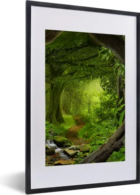 Produktbild von MuchoWow® Gerahmtes Poster Dschungel - Grün - Natur - Tropisch - Pflanzen 40x60 cm - Poster mit Schwarzem Bilderrahmen Wandposter Rahmen Foto Bilder - Poster in Rahmen
