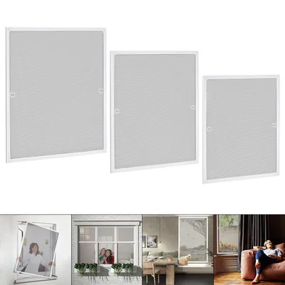 Produktbild von YZNAHRE Fliegengitter Fenster 120x140 cm mit Rahmen Aluminium Ohne Bohren Insektenschutz Fenster Fliegennetz Zuschneidbar, Weiß