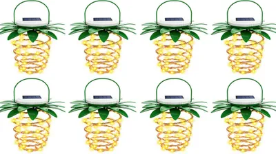 Produktbild von Topchances Solar Laterne, 8 Stück Solarleuchten 60 LED Hängende Ananas Solarleuchte IP65 Wasserdicht Garten Solarlampe für Garten, Party, Weihnachten, Hochzeit