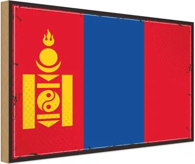 Produktbild von vianmo Holzschild 30x40 cm Mongolei Retro Mongolia Flagge Fahne Wappen