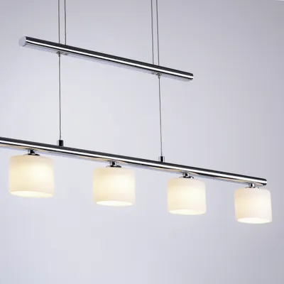 Produktbild von Paul Neuhaus LED Pendelleuchte HYDRA höhenverstellbar, Glasschirme klassisch silber Wohnzimmer, Esszimmer, Küche