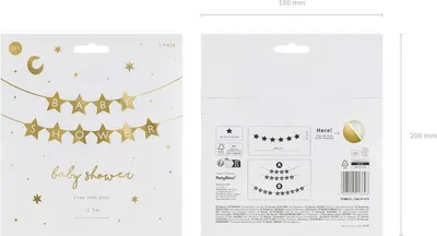 Produktbild von Baby Shower Girlande Banner aus Papier 16,5x290cm gold