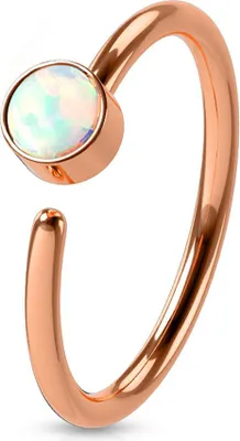 Produktbild von viva-adorno 0,8mm Nasenring Nasenpiercing Piercing Hoop Ring Opal Tragus Helix Cartilage Rook Ohrpiercing Z520,rosegold / weiß