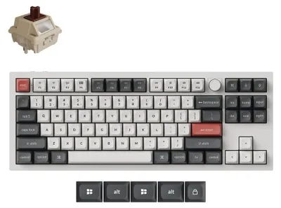 Produktbild von Keychron Q3 Ultra 8K Kabellose Mechanische Tastatur QWERTY US Fully Assembled Knob / White / Keychron Silk POM Switch - Brown