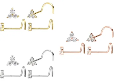 Produktbild von Nasenpiercing, Nasenstecker 14/18 Karat Gold Nasenstecker Spirale MOISSANIT-BLUME
