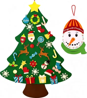 Produktbild von Weihnachtsbaum aus Filz für Kleinkinder – DIY-Weihnachtsbaum-Set mit Ornamenten – Weihnachtsdekoration für drinnen, Tür- und Wandbehang – Weihnachtsgeschenke für Kinder